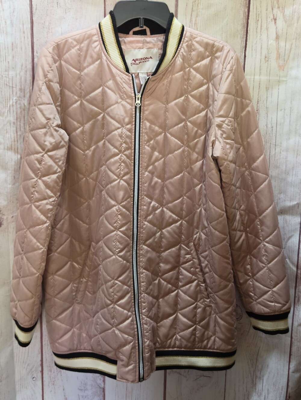 Arizona Jean Co. Dusty Rose Quilted Longline Bomber Jacket L